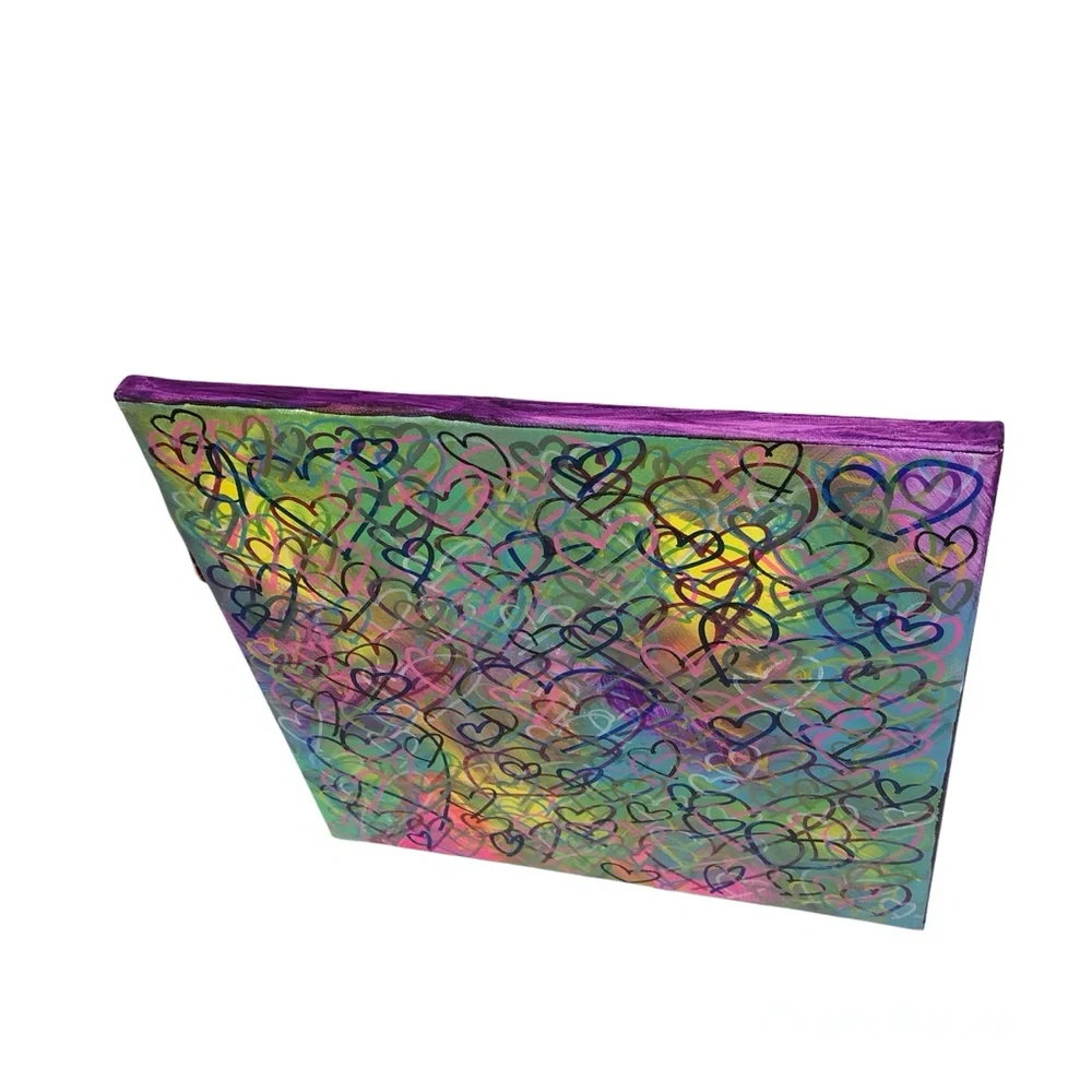 HANDCRAFTED VIBRANT GRAFFITI HEARTS POP ART MULTICOLOR